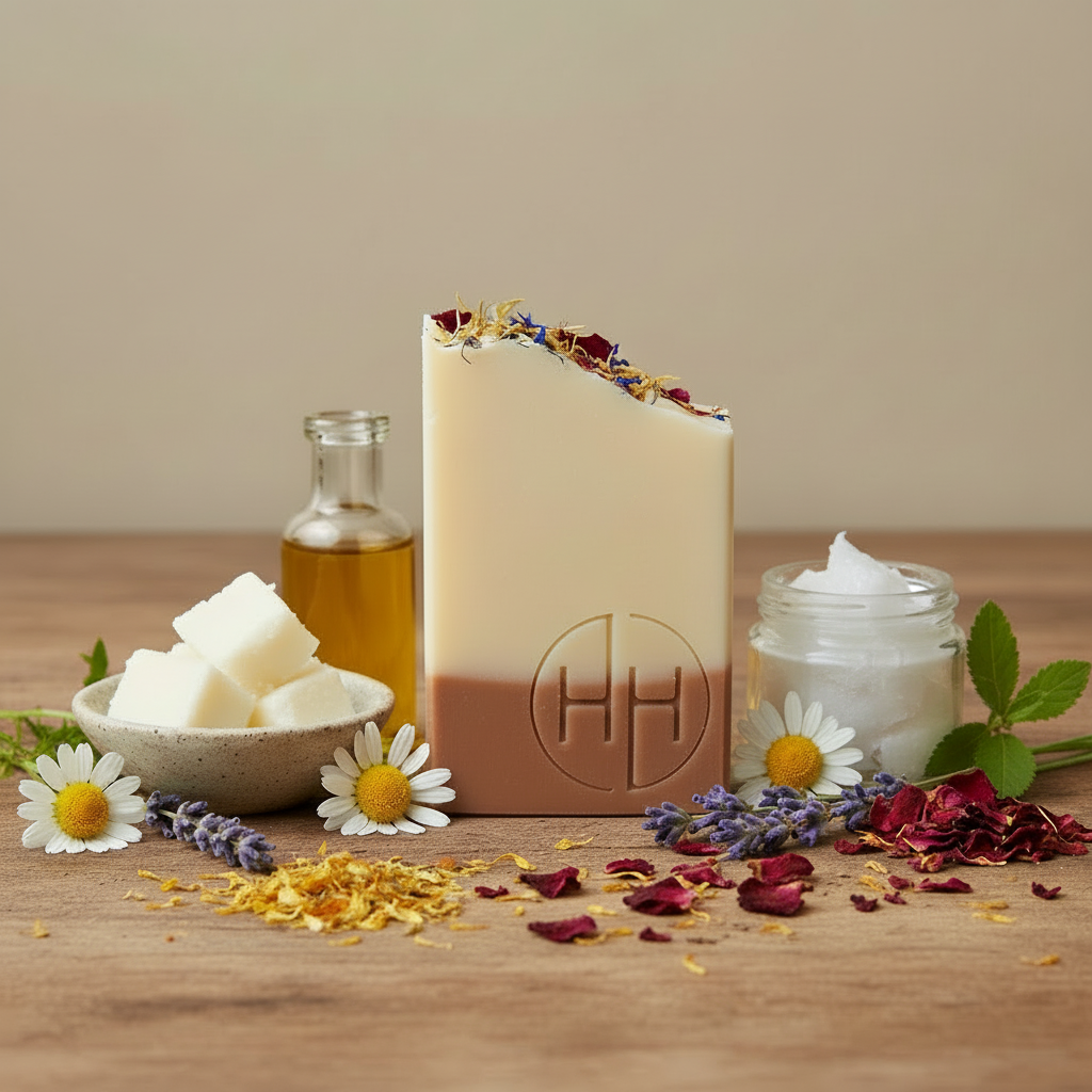 Bouquet handmade soap bar with floral botanicals