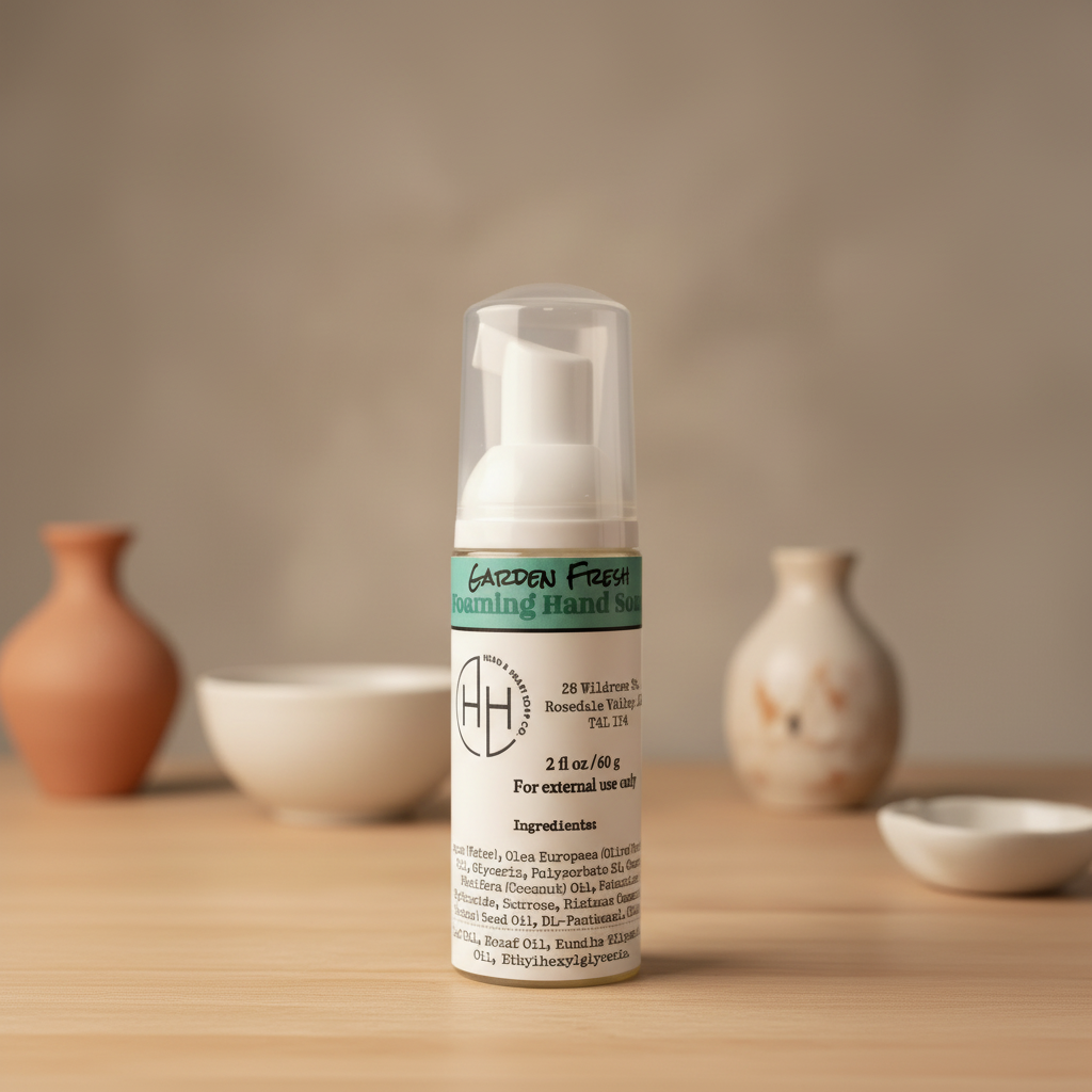 Garden Fresh 2oz foaming hand soap bottle with pump dispenser on neutral background