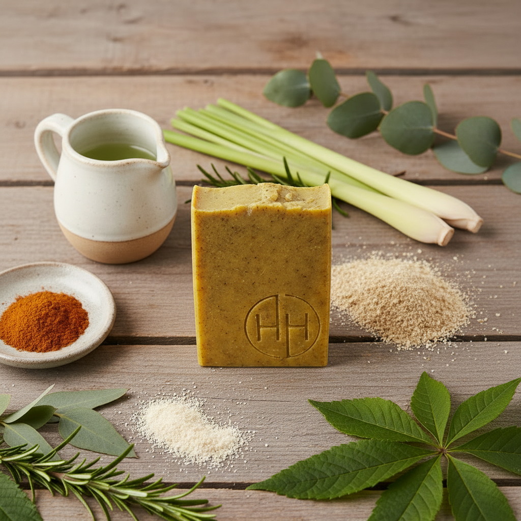 Herbal Polish handmade soap bar with natural exfoliants and botanicals