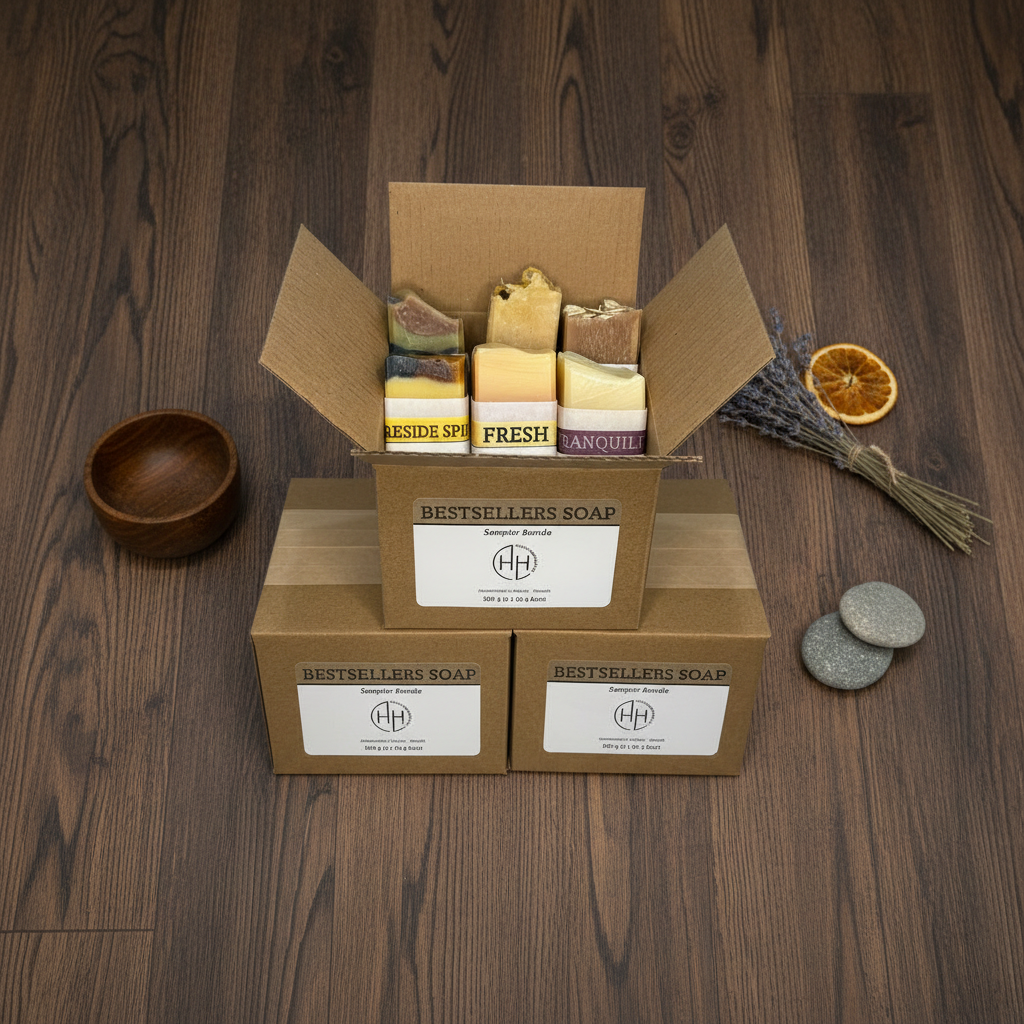 Bestsellers Soap Sampler Bundle - Minimal Dark Wood Setting