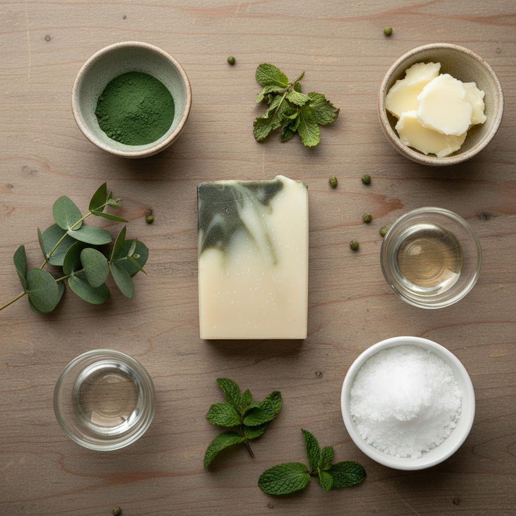 Breathe Soap - Square Format Top View with Recipe