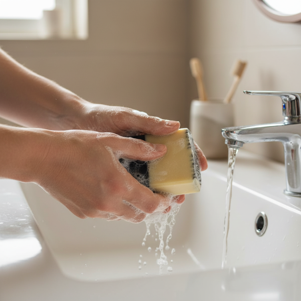 Charcoal & Clay Soap - Realistic Sink Use