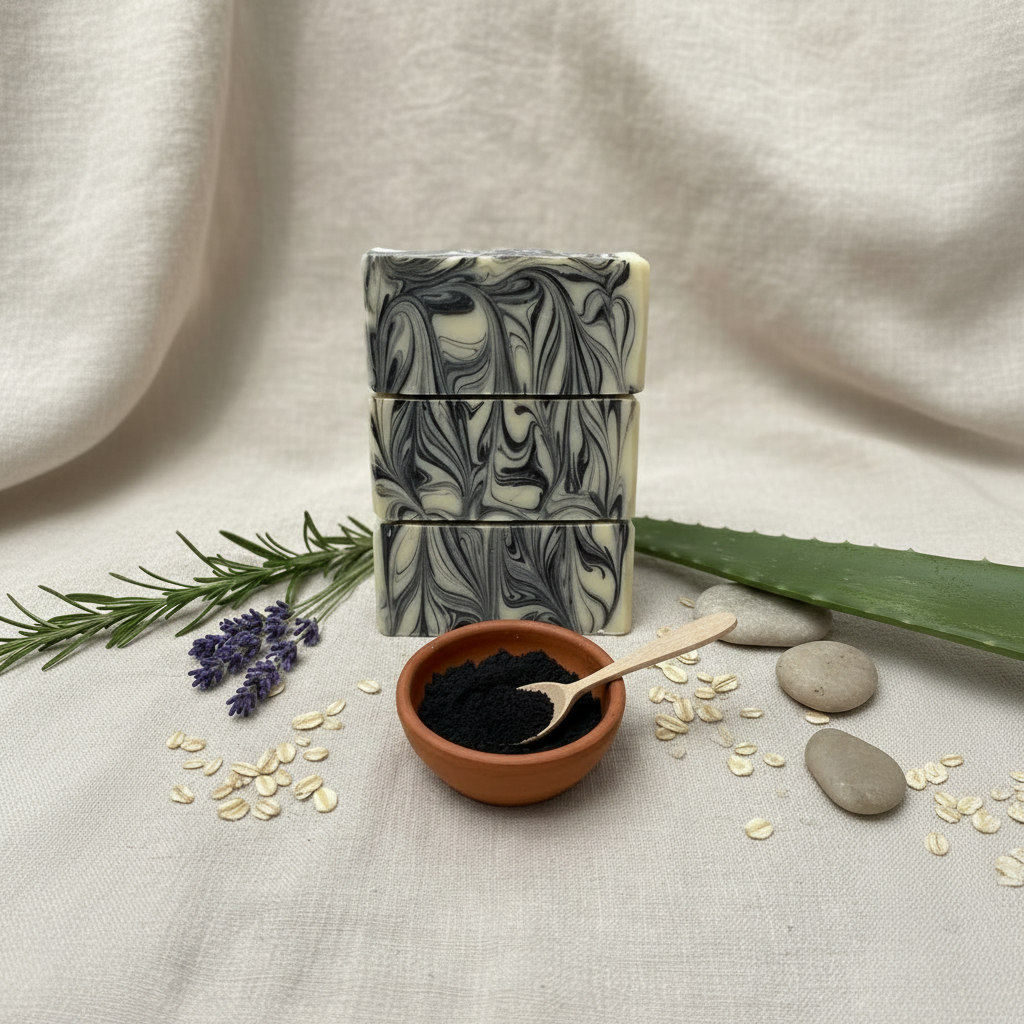 Charcoal & Clay Soap - Square Format Stacked