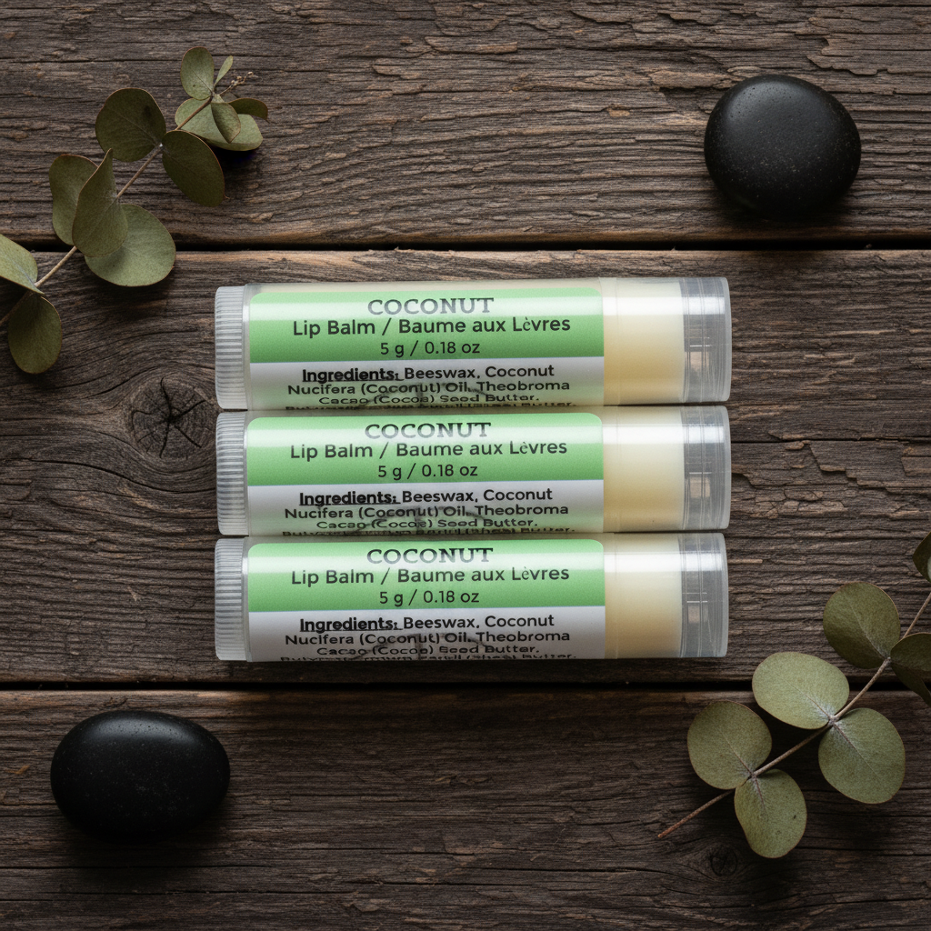 Coconut Lip Balm 3-Pack - Rustic Dark Wood