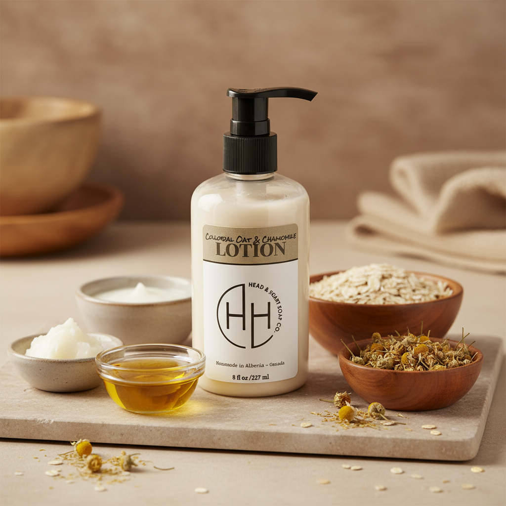 Colloidal Oat & Chamomile Lotion - Rustic Background