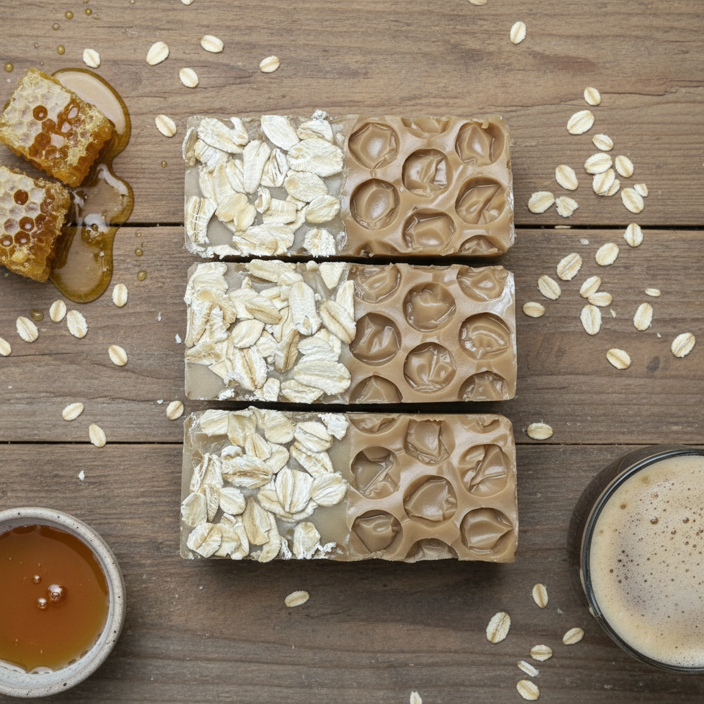 Honey Oatmeal Porter Soap - Top View Stack