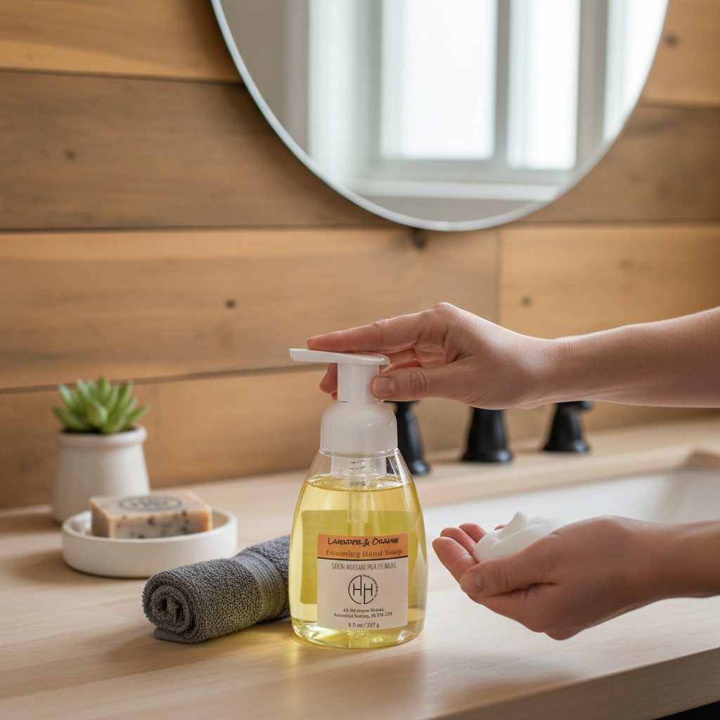 Lavender & Orange Foaming Hand Soap - In Use