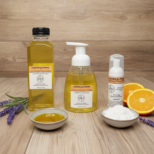 Lavender & Orange Foaming Hand Soap - Three Size Bundle with Ingredients