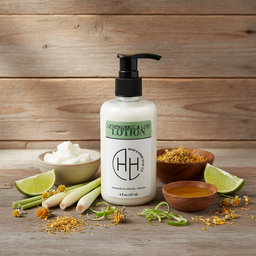 Lemongrass & Lime Lotion - Rustic Background