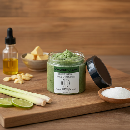 Lemongrass Lime Sugar Scrub open - no butter brick