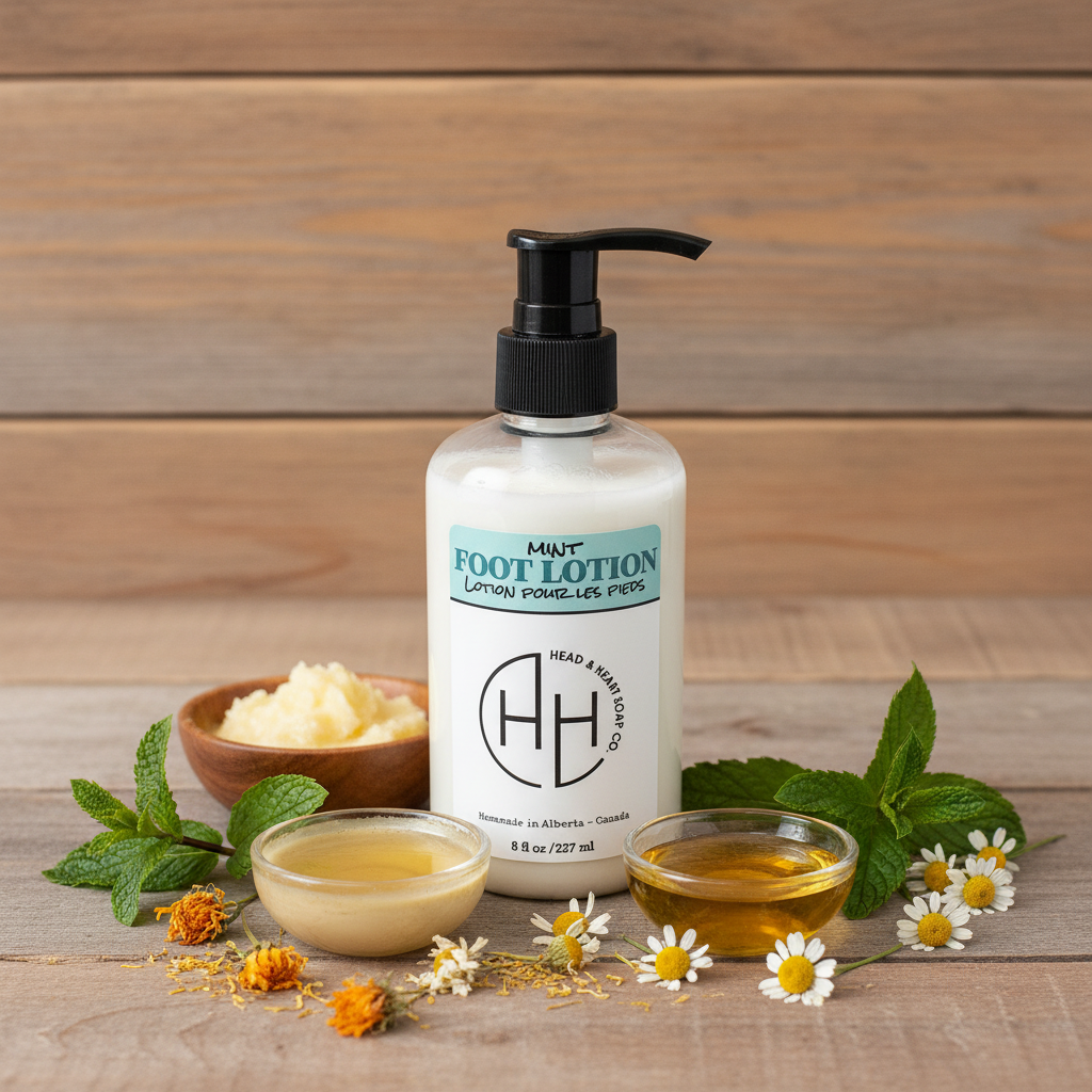 Mint Foot Lotion - Rustic Background